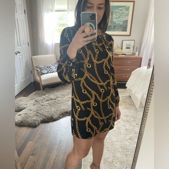 Milly Silk Simone Mini Dress Chain Print - Picture 3 of 16